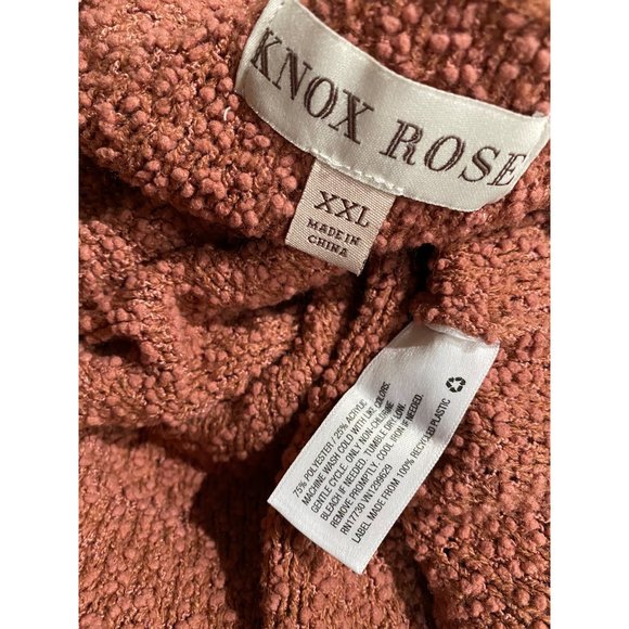 Knox Rose chunky sweater size XXL mauve blush pink cozy textured v-neck - Picture 2 of 4